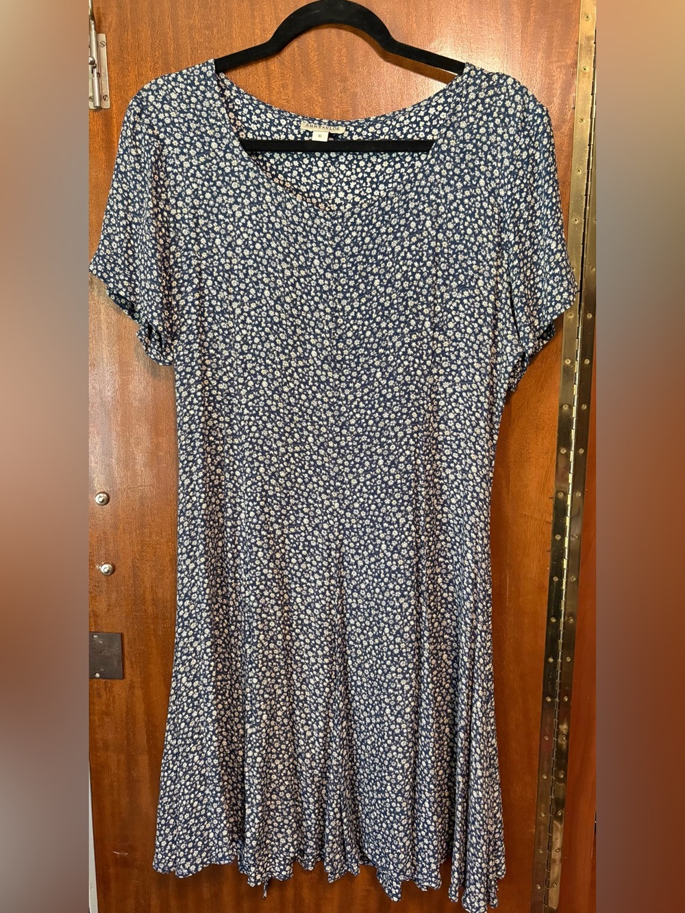 Ann Taylor Navy and White Floral Midi Dress